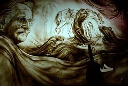 اجرای نقاشی شن تابلو عصر عاشورا 
