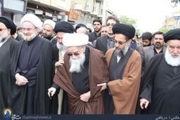 پیاده روی آیت الله صافی گلپایگانی به سمت حرم حضرت معصومه + تصاویر
